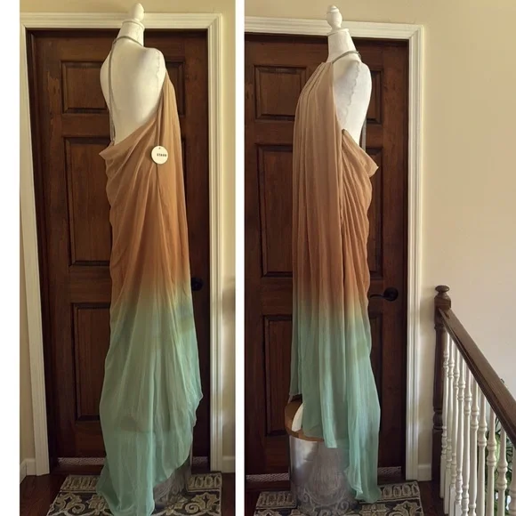 STAUD Positano Maxi Dress Caribbean Ombre Chain Strap NWT $595 XL - Picture 11 of 16